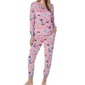 Cuddl Duds Velour Fleece V Neck PJ Pajama Set NEW Colorful Gifts Presents XXL